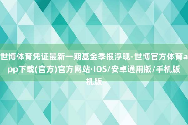 世博体育凭证最新一期基金季报浮现-世博官方体育app下载(官方)官方网站·IOS/安卓通用版/手机版