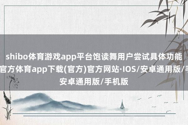 shibo体育游戏app平台饱读舞用户尝试具体功能-世博官方体育app下载(官方)官方网站·IOS/安卓通用版/手机版